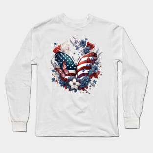 4th of July Floral Butterfly memorial day Long Sleeve T-Shirt